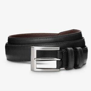 Allen Edmunds Leather Wide Basic Dress Belt black, size 44, silver buckle